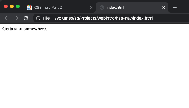 A nearly blank page in the browser.